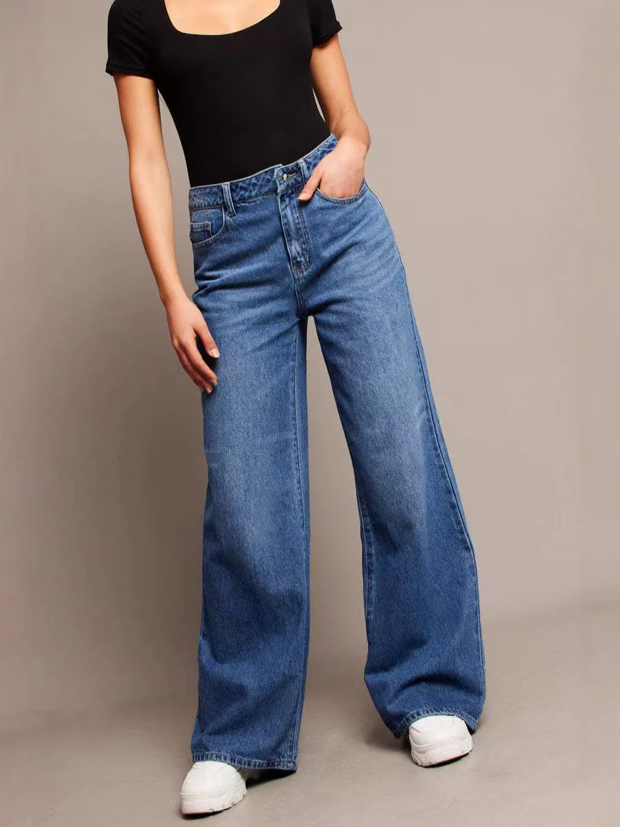 Loose wide leg women's jeans look slim and high waisted - Image 2