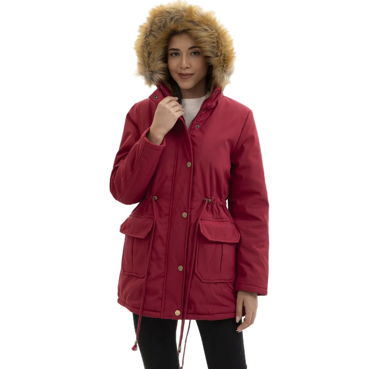T588-710    Mid length waist cinched spring and autumn jacket for women  -GYYF - Image 2