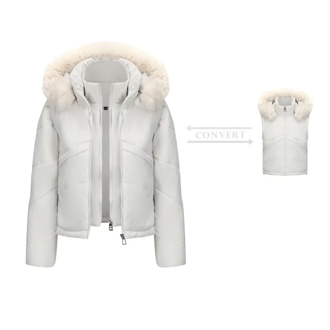T588-711   Fake two fashionable short hooded jackets-GYYF - Image 3