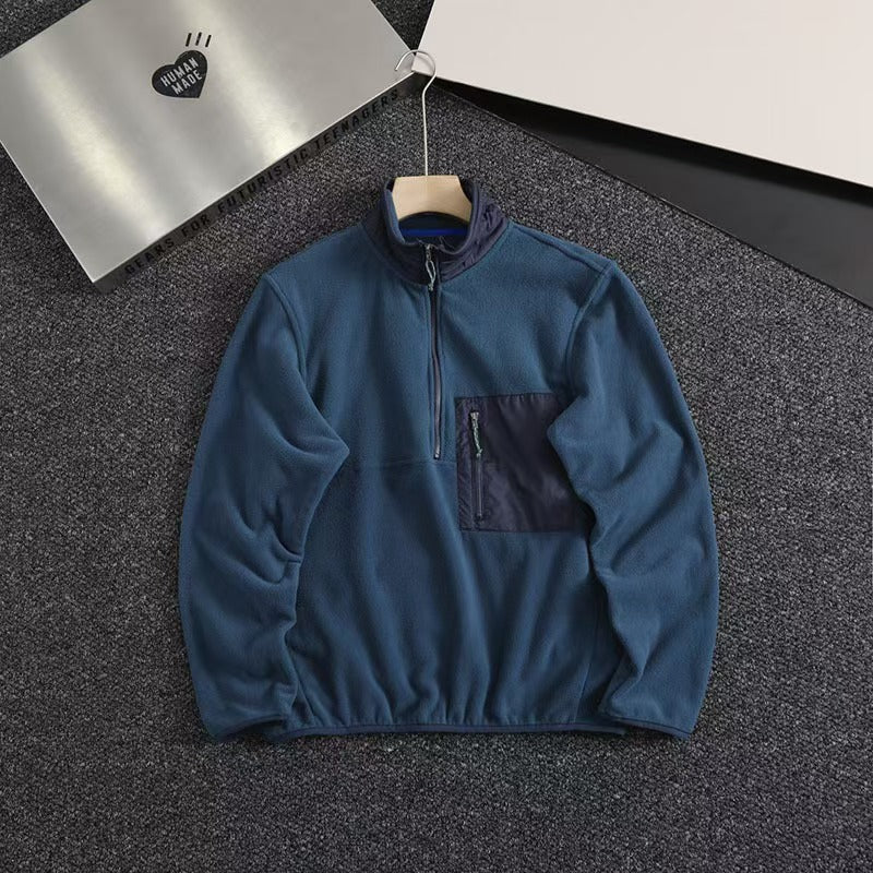 T588-712   Splicing contrasting half zip hoodie-GYYF - Image 2
