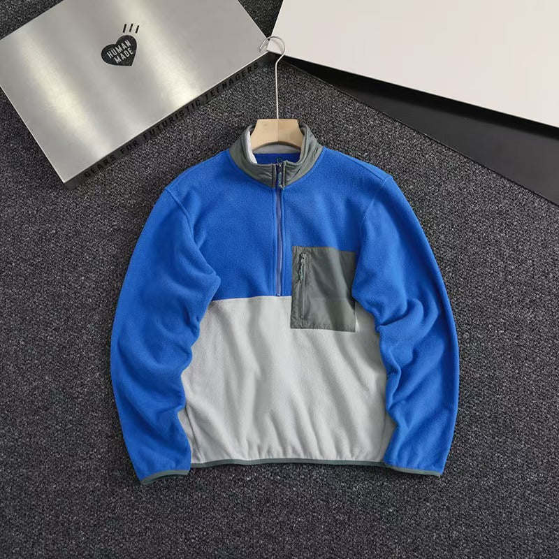 T588-712   Splicing contrasting half zip hoodie-GYYF - Image 3