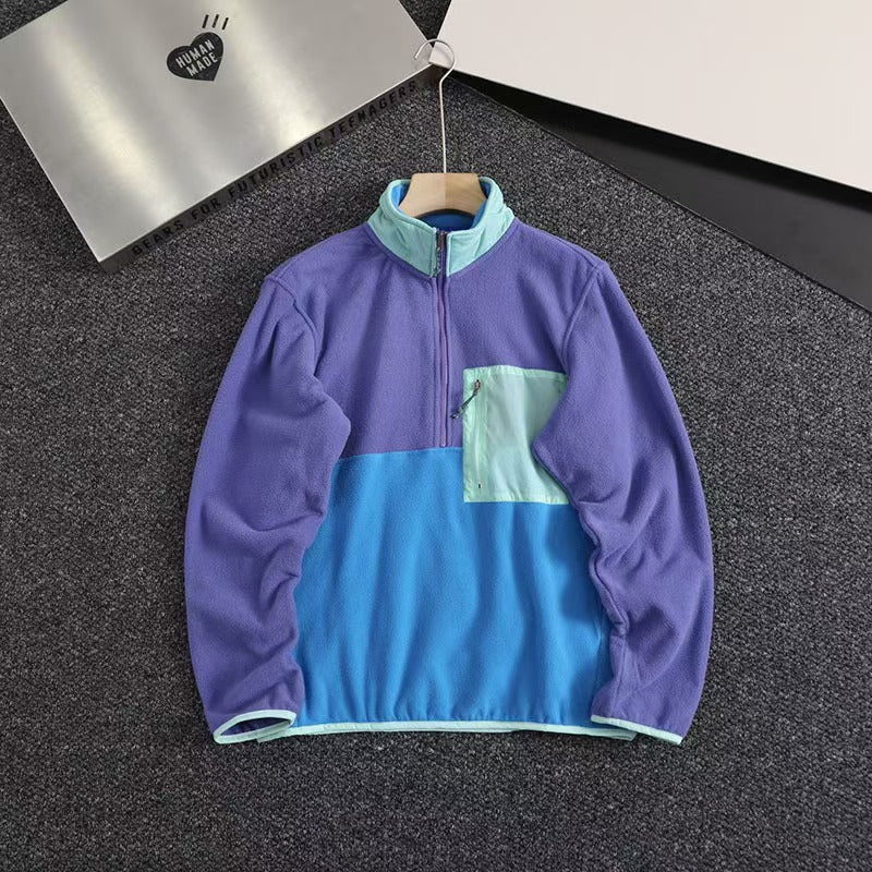 T588-712   Splicing contrasting half zip hoodie-GYYF - Image 4