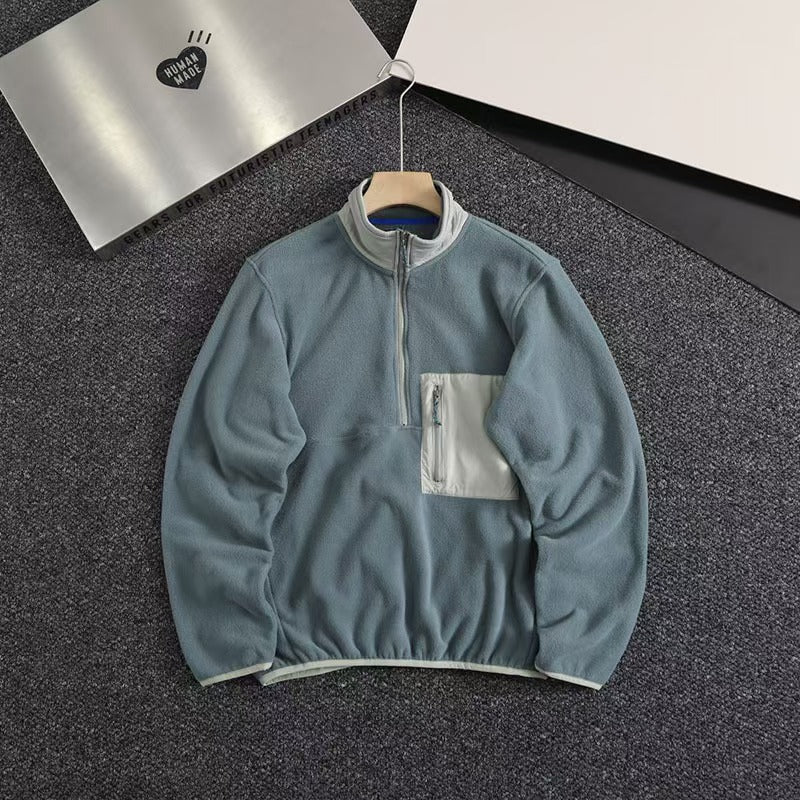 T588-712   Splicing contrasting half zip hoodie-GYYF - Image 7
