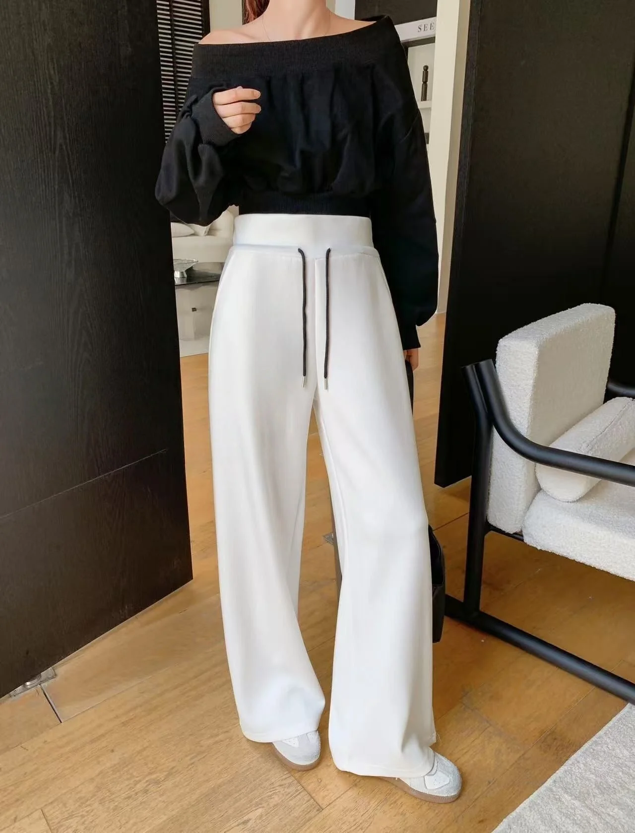 T588-720  Casual wide leg loose classic minimalist sweatpants - Image 2