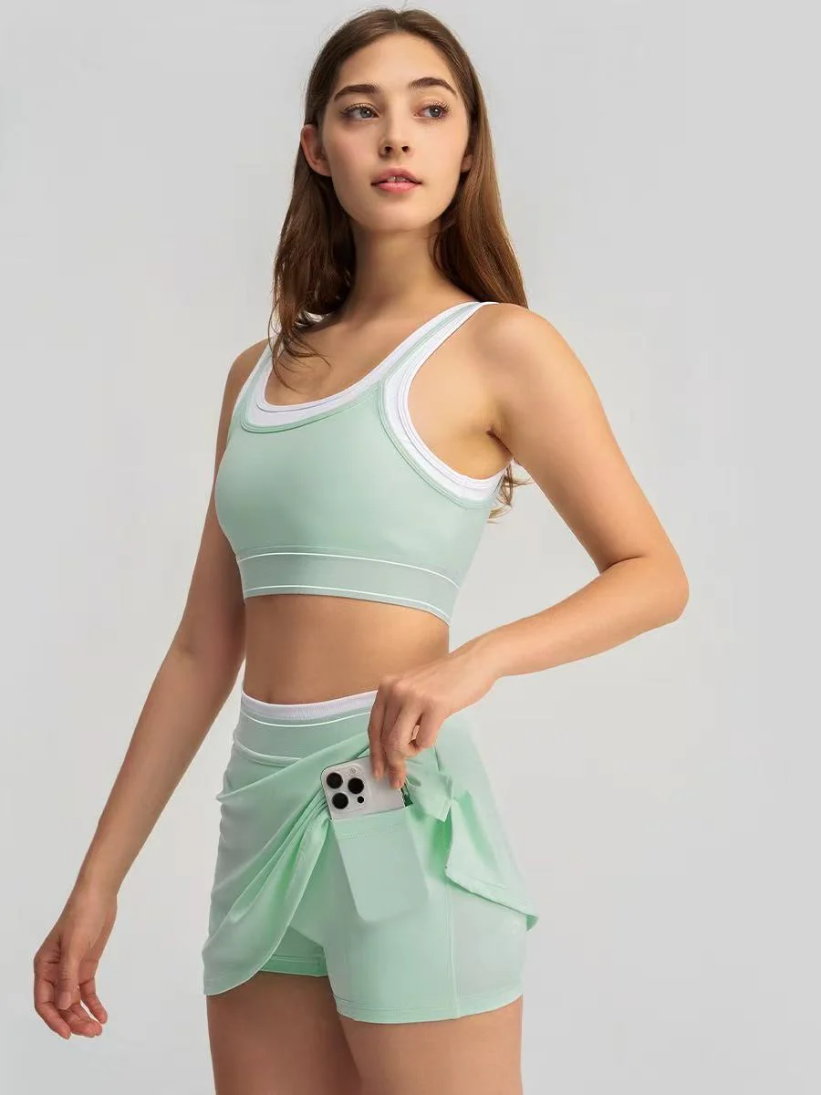 T588-1035   Women's sports tennis yoga suit - Image 3