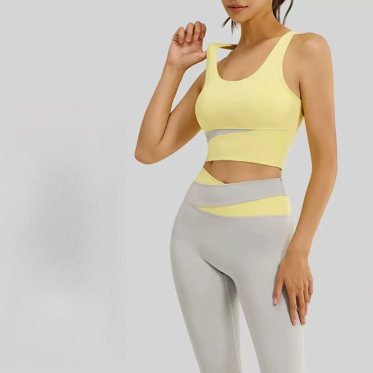 T588-1036  Sports suit with color blocking, high waist and slimming effect - Image 10
