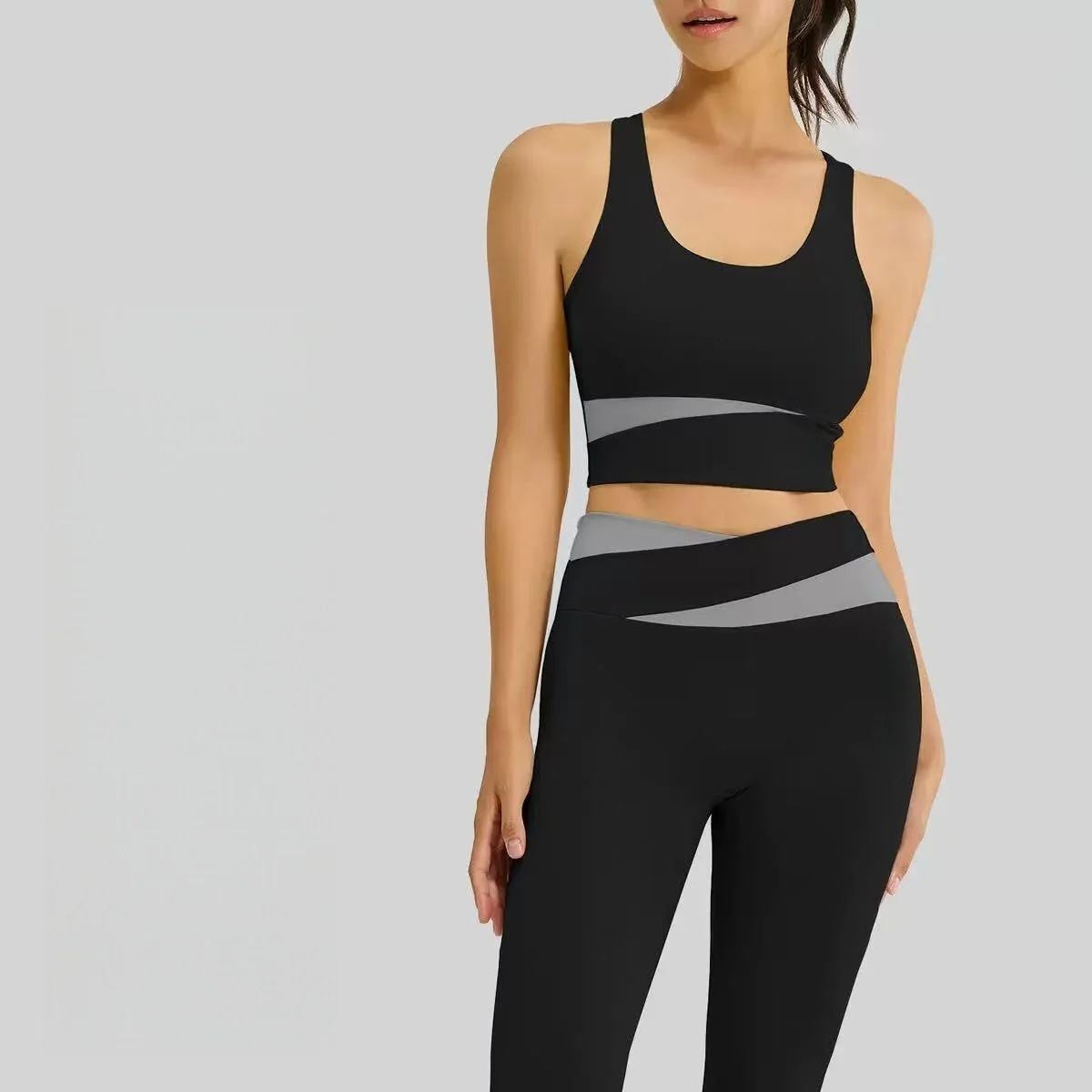 T588-1036  Sports suit with color blocking, high waist and slimming effect - Image 5