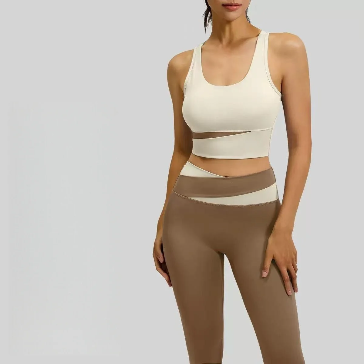 T588-1036  Sports suit with color blocking, high waist and slimming effect - Image 7