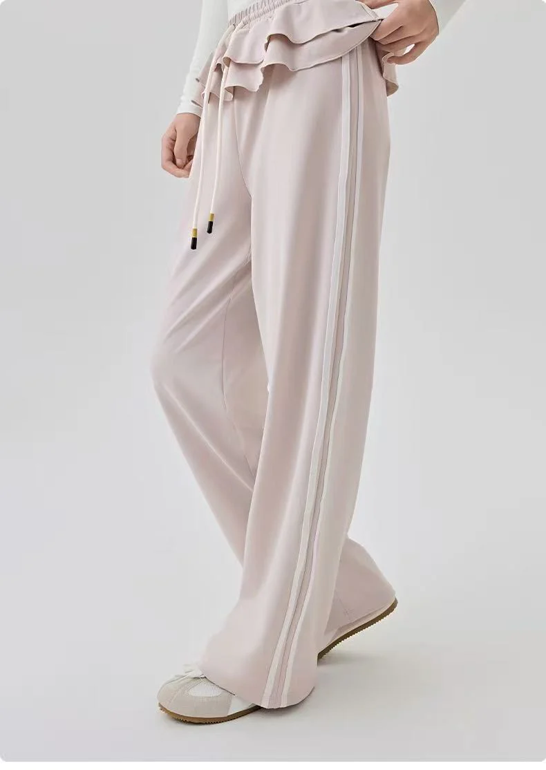 T588-1047 Versatile casual sports pants with striped straight leg wide leg pants - Image 3