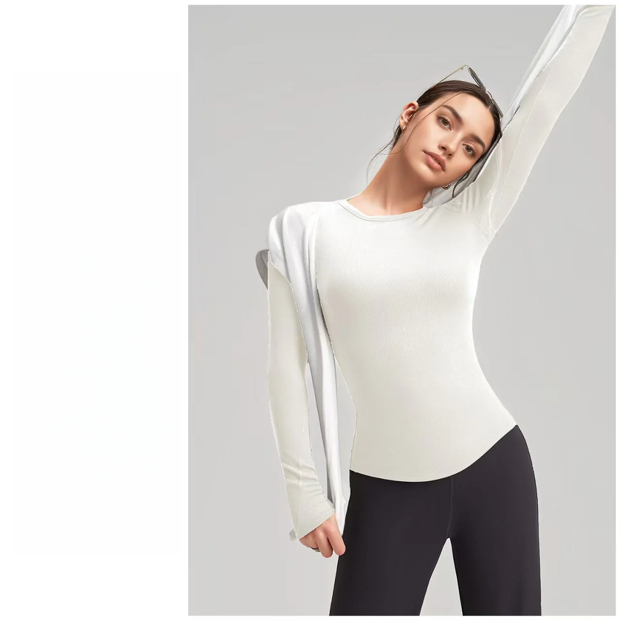 T588-1080 Yoga fitness clothing, long sleeves, slim fit, outdoor - Image 4