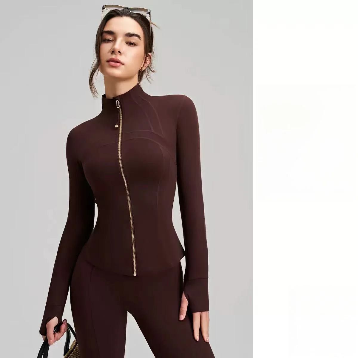 T588-1081 New sports jacket slim fit yoga top long sleeved - Image 3