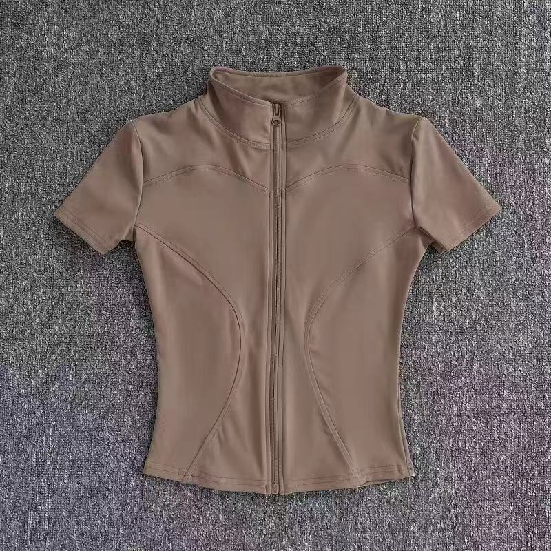 T588-1087 Yoga jacket, tight fitting running sports top, short sleeved - Image 14