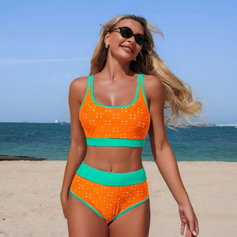 T588-1125   Split swimsuit bikini hole fabric - Image 3