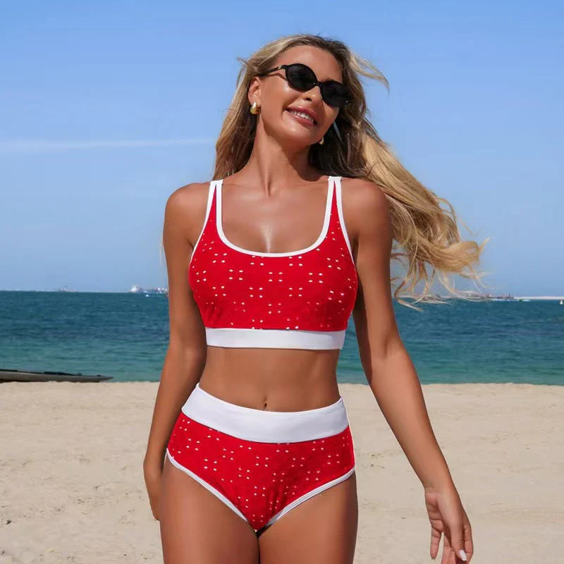 T588-1125   Split swimsuit bikini hole fabric - Image 5
