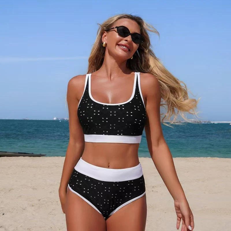 T588-1125   Split swimsuit bikini hole fabric - Image 6