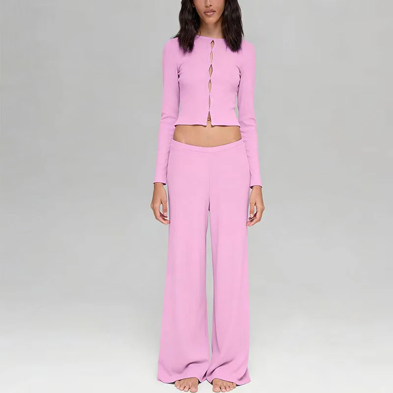 T588-1137   Wide leg pants breathable upper suit with a hanging and casual feel - Image 3