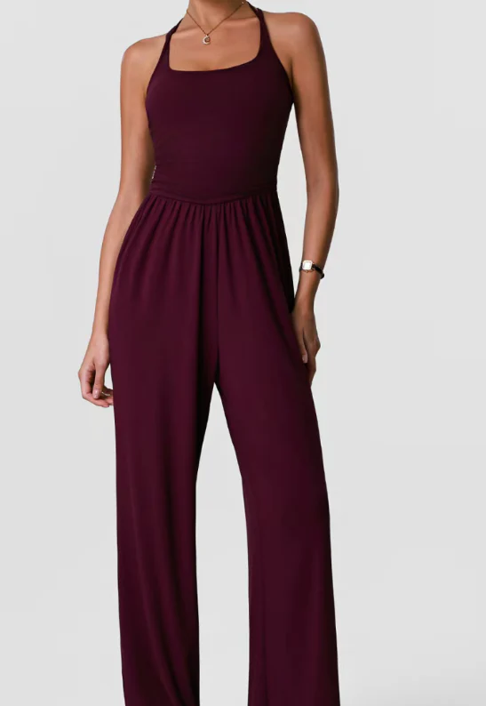 T588-1145 Strap hanging neck European yoga suit jumpsuit for sports and leisure - Image 2