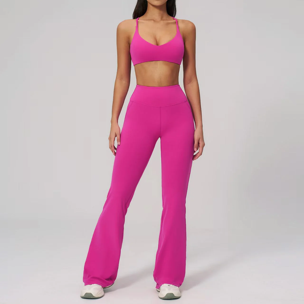 T588-1146   Backless yoga suit set, neck hanging tight quick drying sportswear