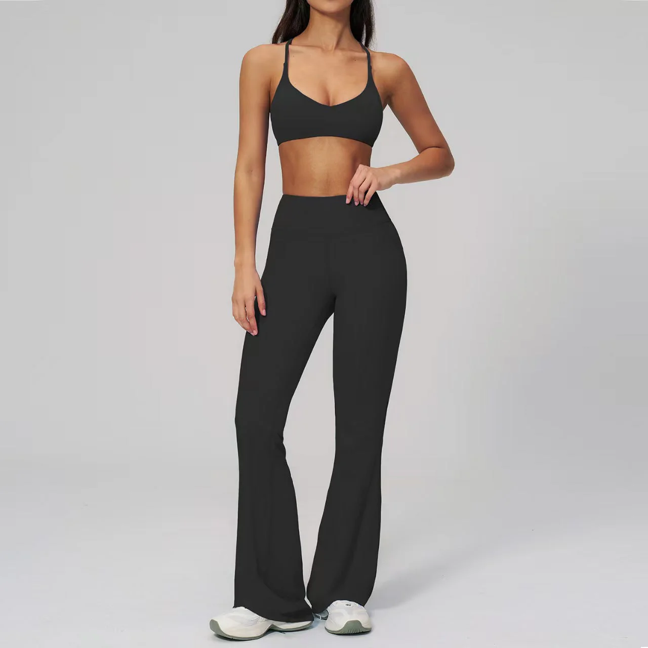 T588-1146   Backless yoga suit set, neck hanging tight quick drying sportswear - Image 4