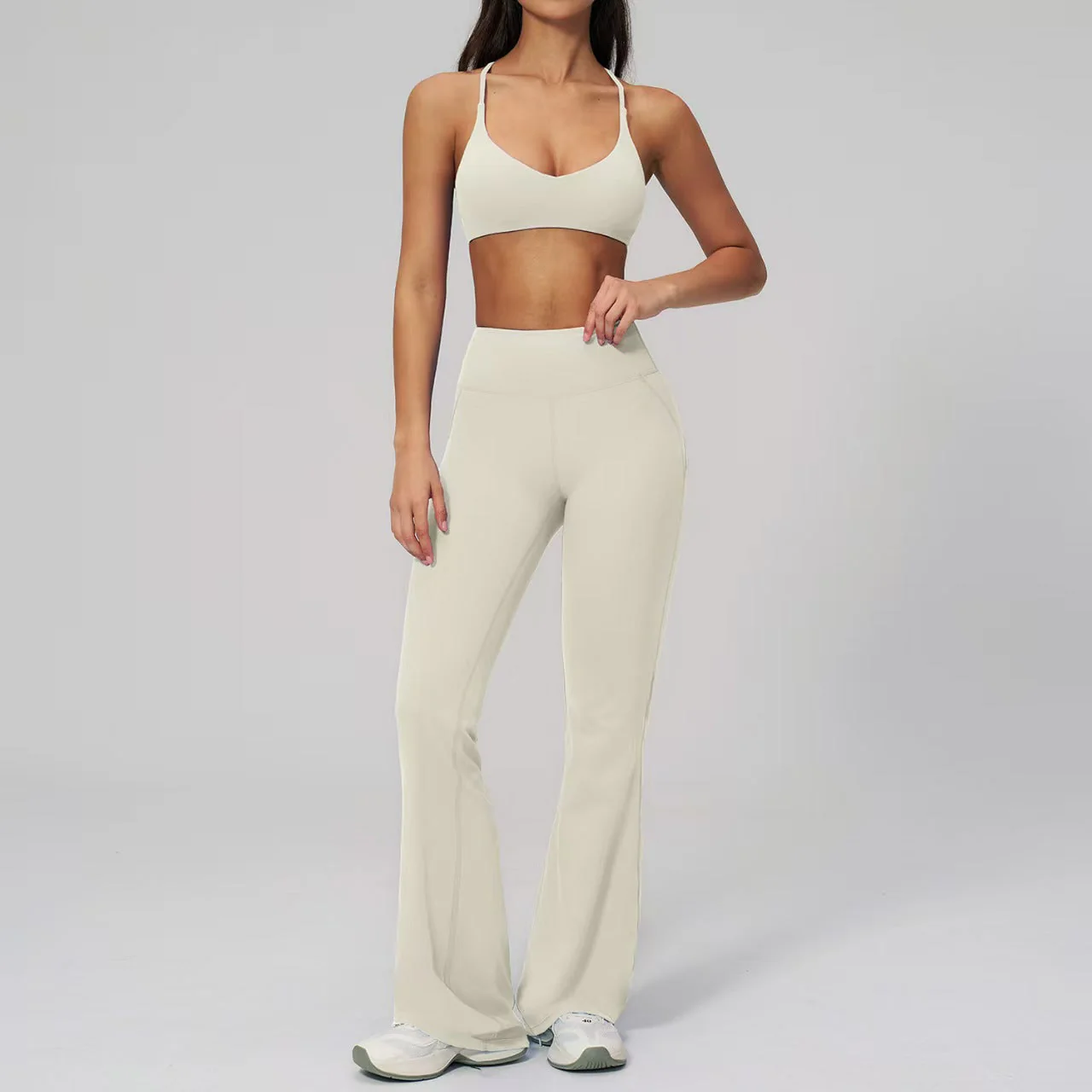 T588-1146   Backless yoga suit set, neck hanging tight quick drying sportswear - Image 5