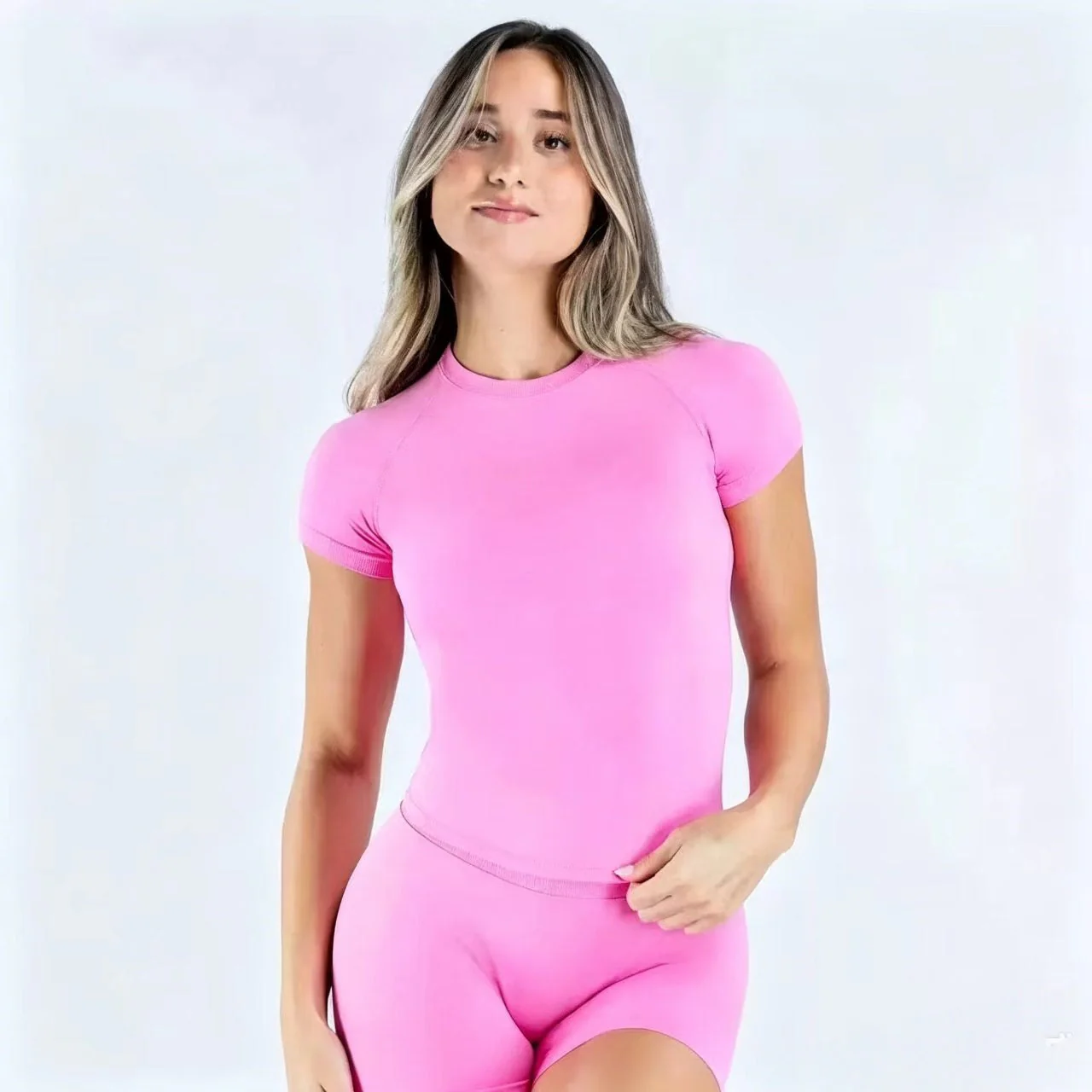 T588-1152    Sports yoga short sleeved fitness outerwear breathable top - Image 8
