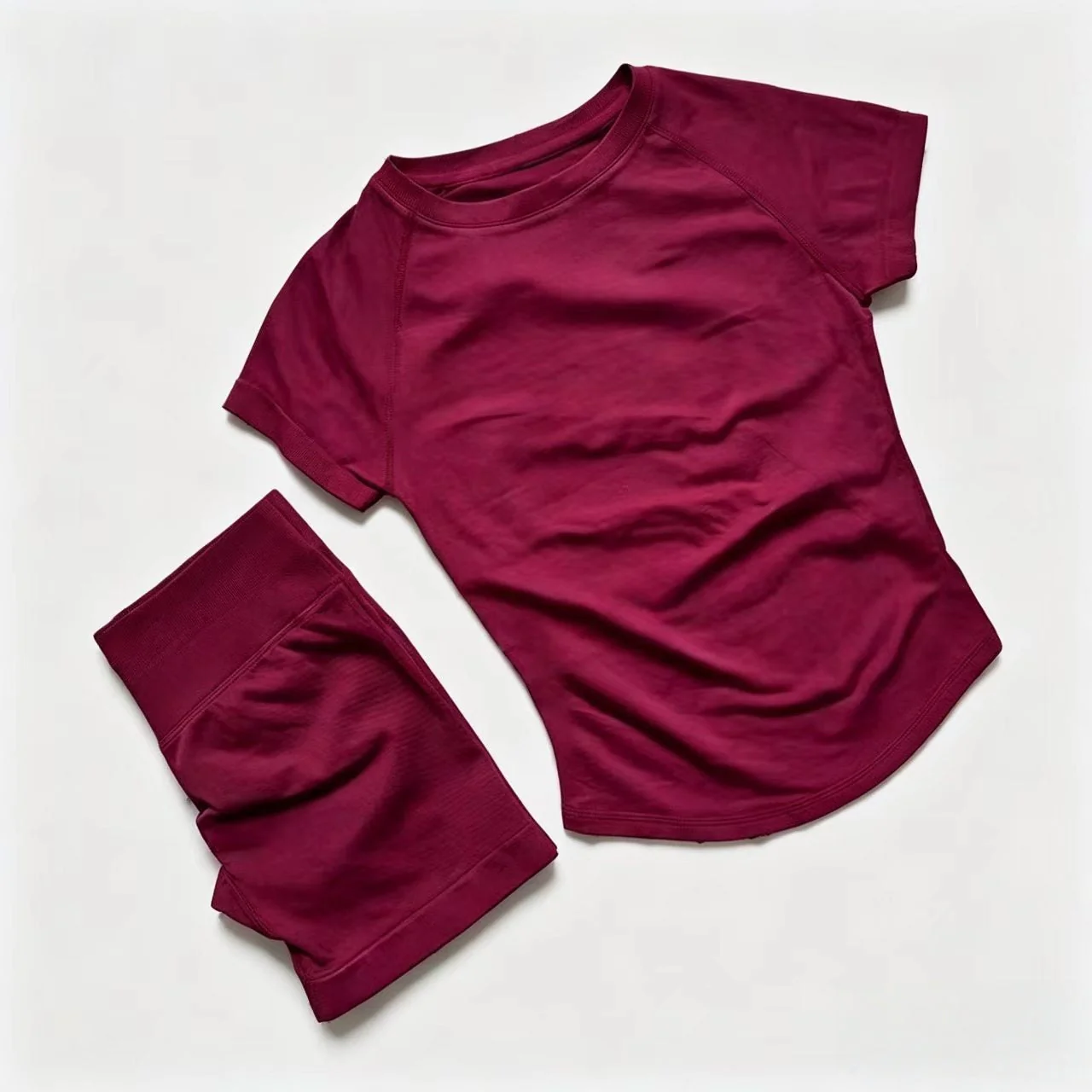 T588-1155 Breathable sports short sleeved shorts set, training exercise yoga fitness suit - Image 11