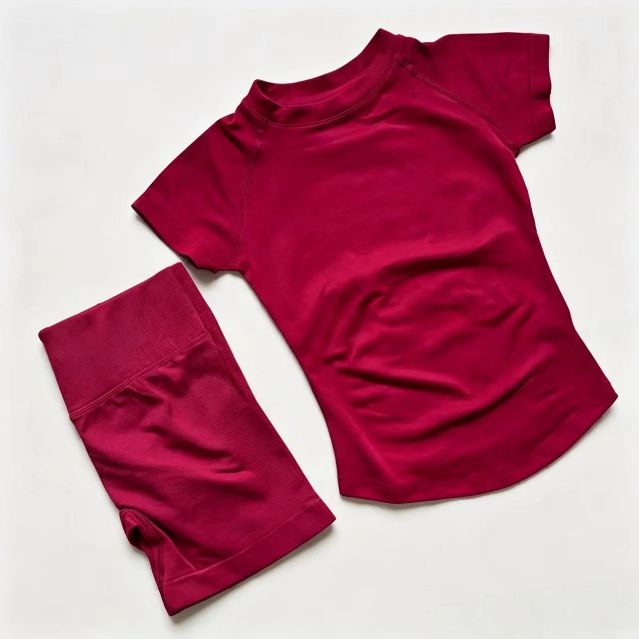 T588-1155 Breathable sports short sleeved shorts set, training exercise yoga fitness suit - Image 15