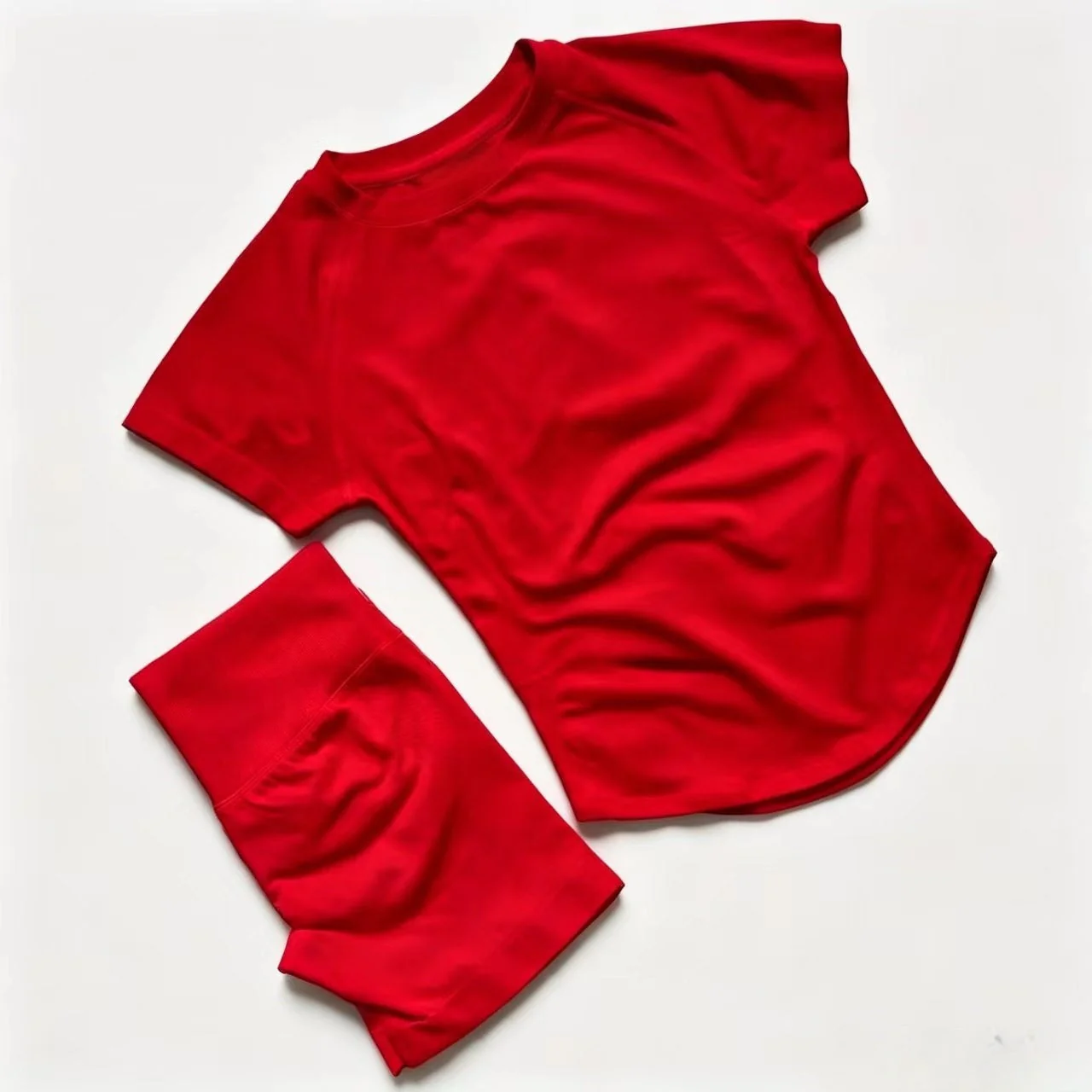 T588-1155 Breathable sports short sleeved shorts set, training exercise yoga fitness suit - Image 6