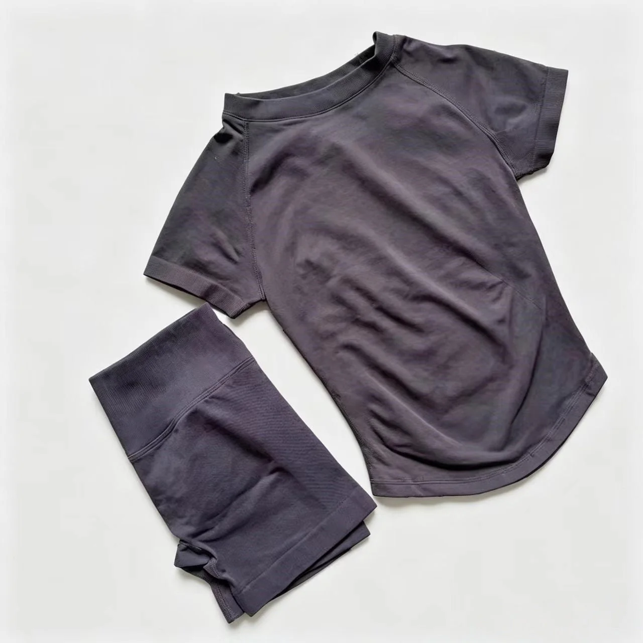 T588-1155 Breathable sports short sleeved shorts set, training exercise yoga fitness suit - Image 8