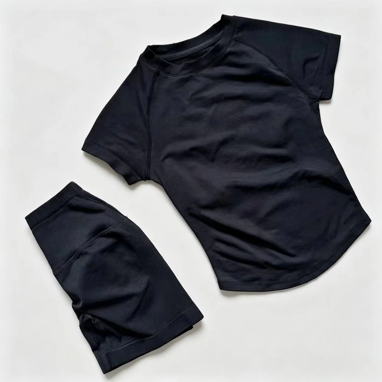 T588-1155 Breathable sports short sleeved shorts set, training exercise yoga fitness suit - Image 9