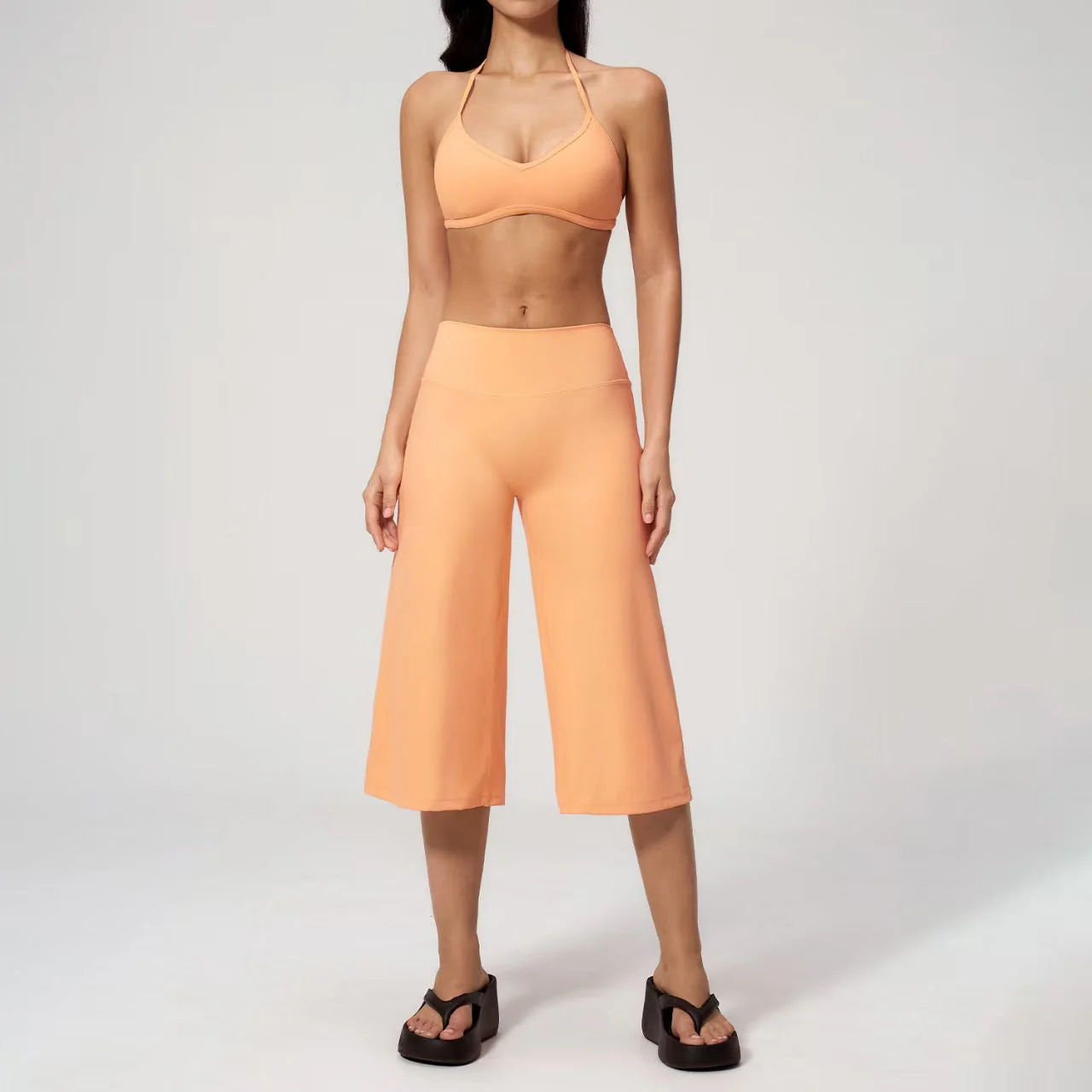 T588-1162  Sports bra quick drying mid pants yoga set - Image 2