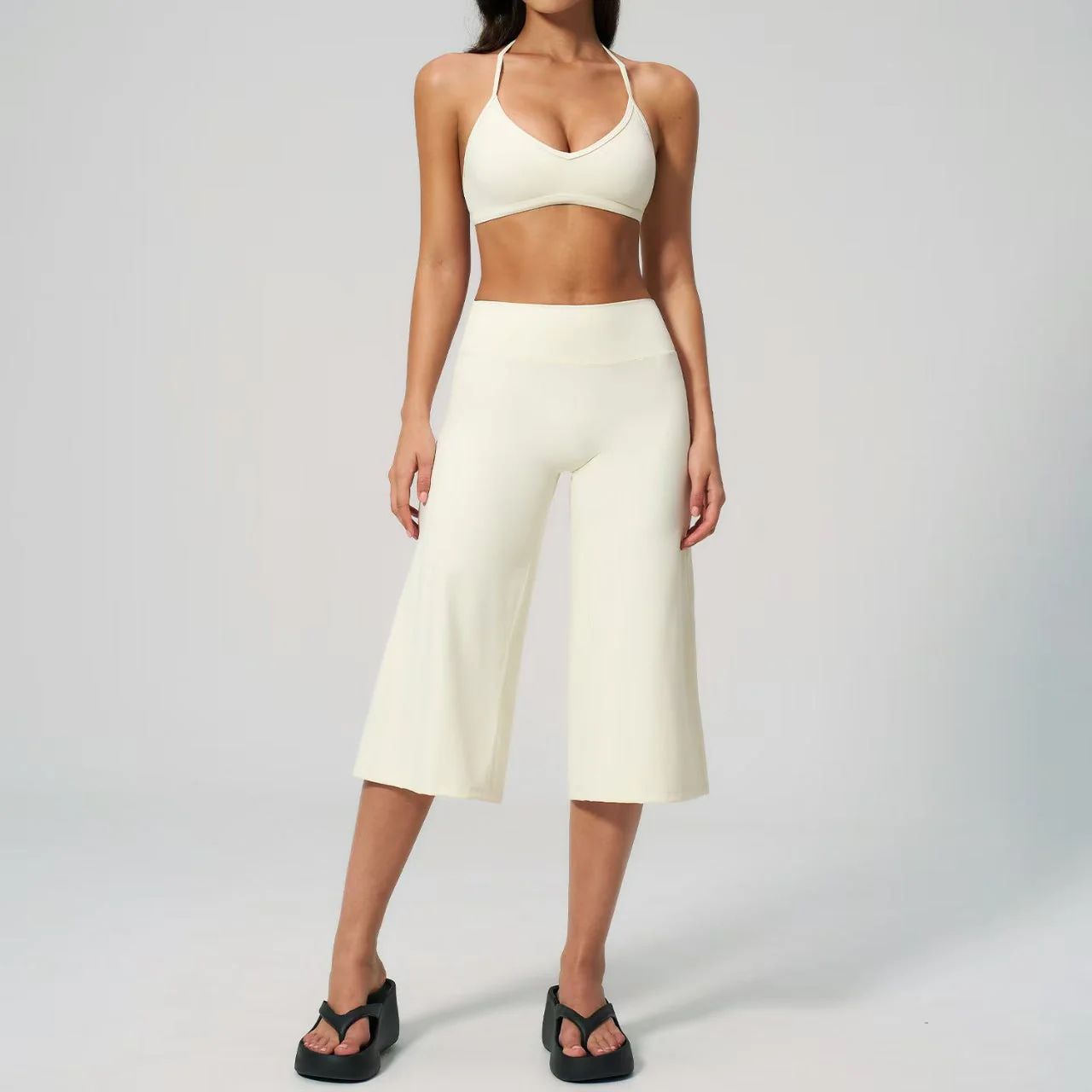 T588-1162  Sports bra quick drying mid pants yoga set - Image 5