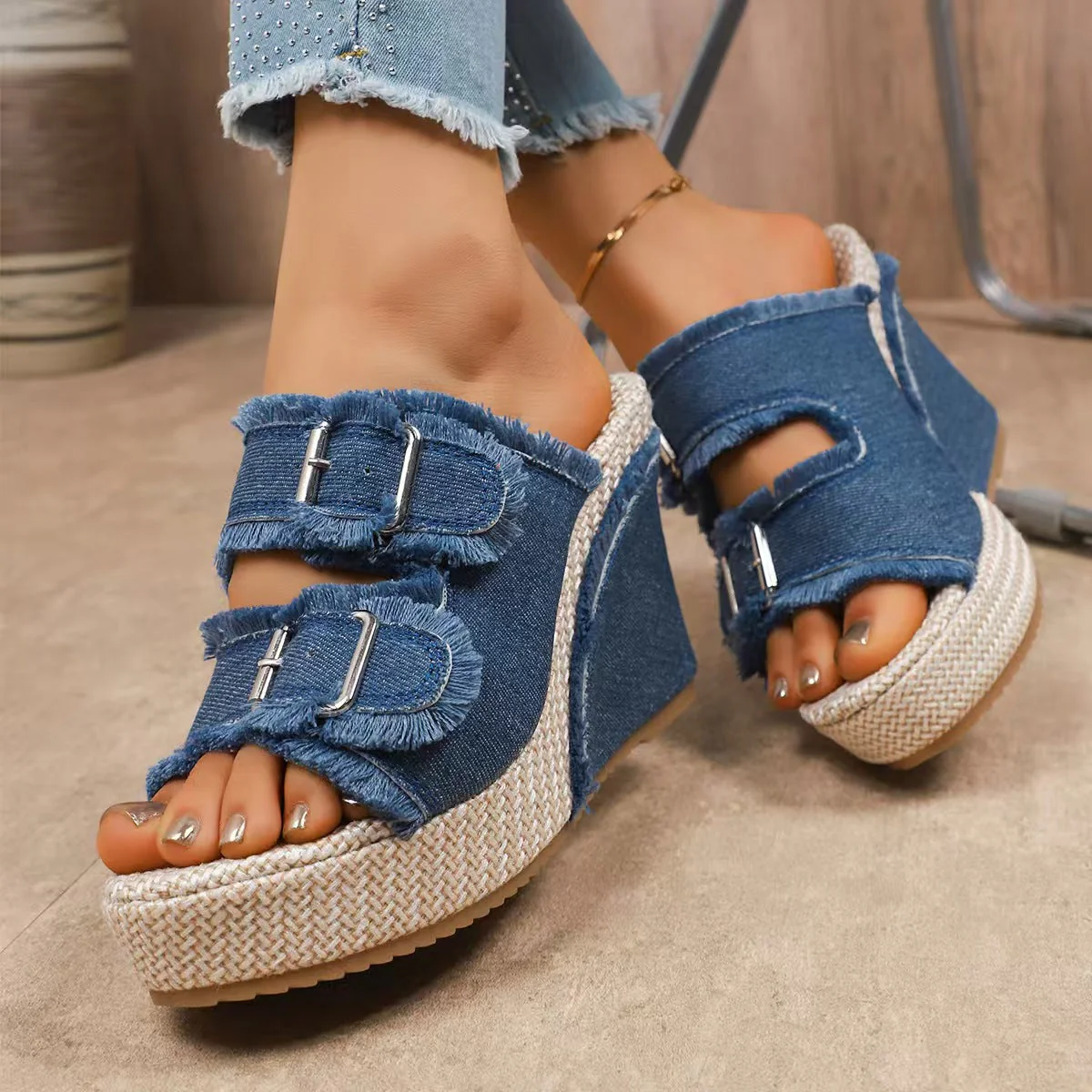 T588-1180 Cowboy slope and sandals for casual wear - Image 2