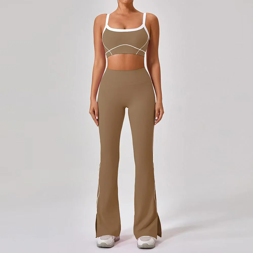 T588-214  Shoulder straps, contrasting colors, pants, shorts, yoga clothes, camisoles, fitness clothes - Image 10