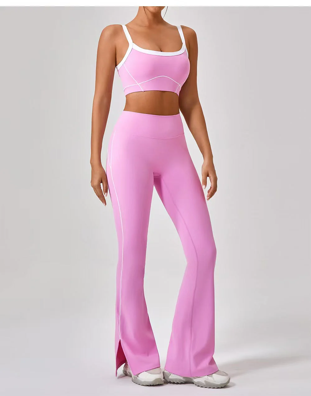 T588-214  Shoulder straps, contrasting colors, pants, shorts, yoga clothes, camisoles, fitness clothes - Image 2