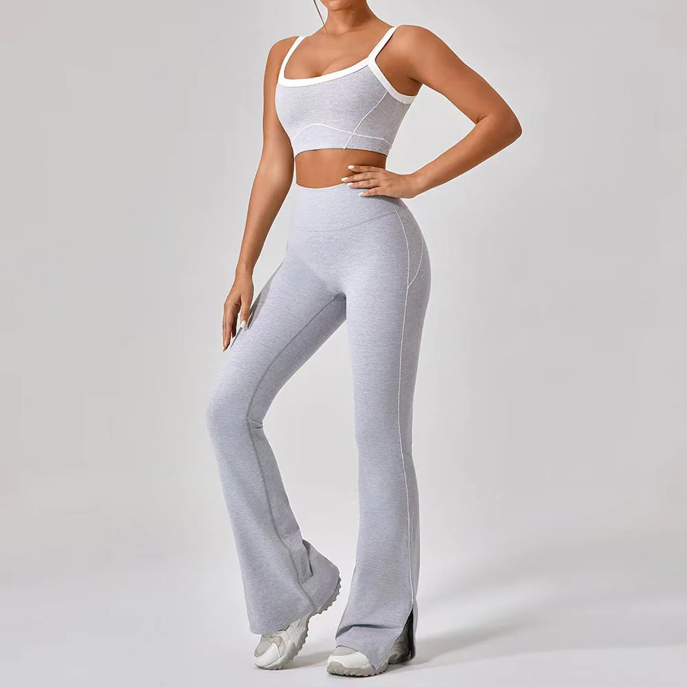 T588-214  Shoulder straps, contrasting colors, pants, shorts, yoga clothes, camisoles, fitness clothes - Image 4