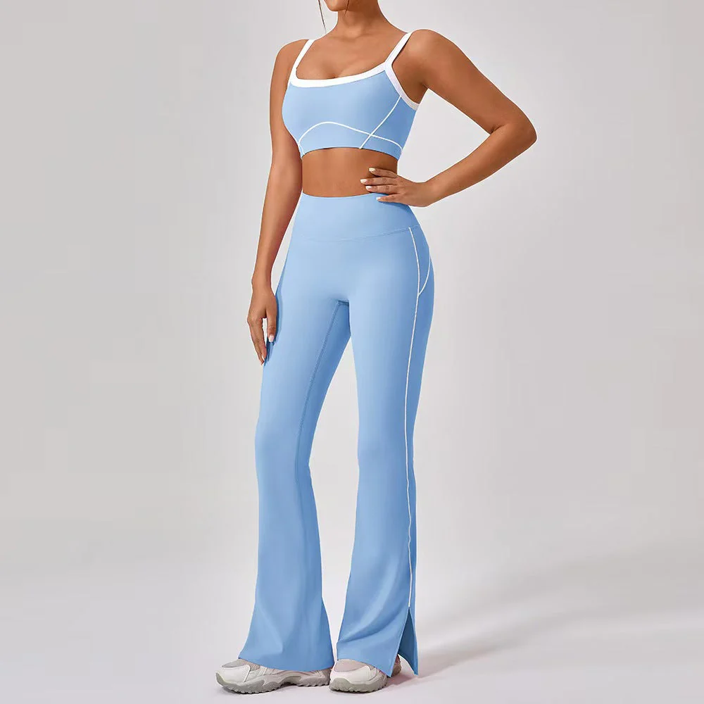 T588-214  Shoulder straps, contrasting colors, pants, shorts, yoga clothes, camisoles, fitness clothes - Image 7
