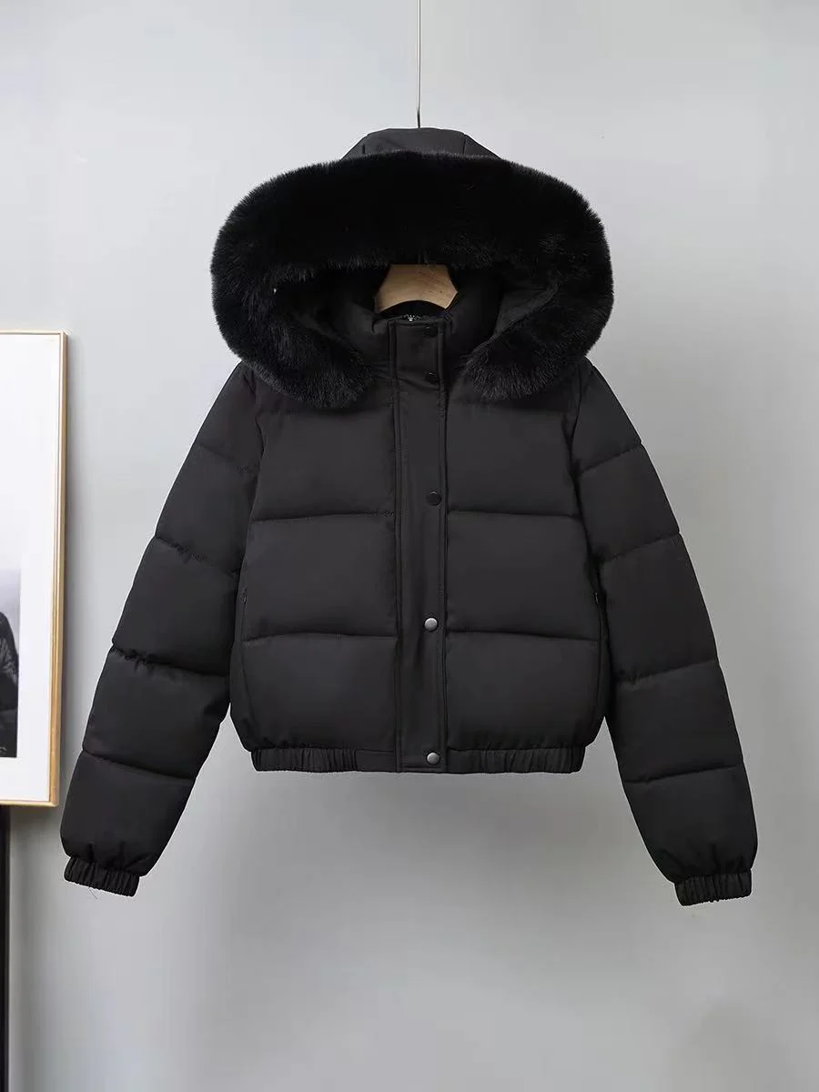 T588-737  Winter women's coat with fur collar for warmth - Image 3