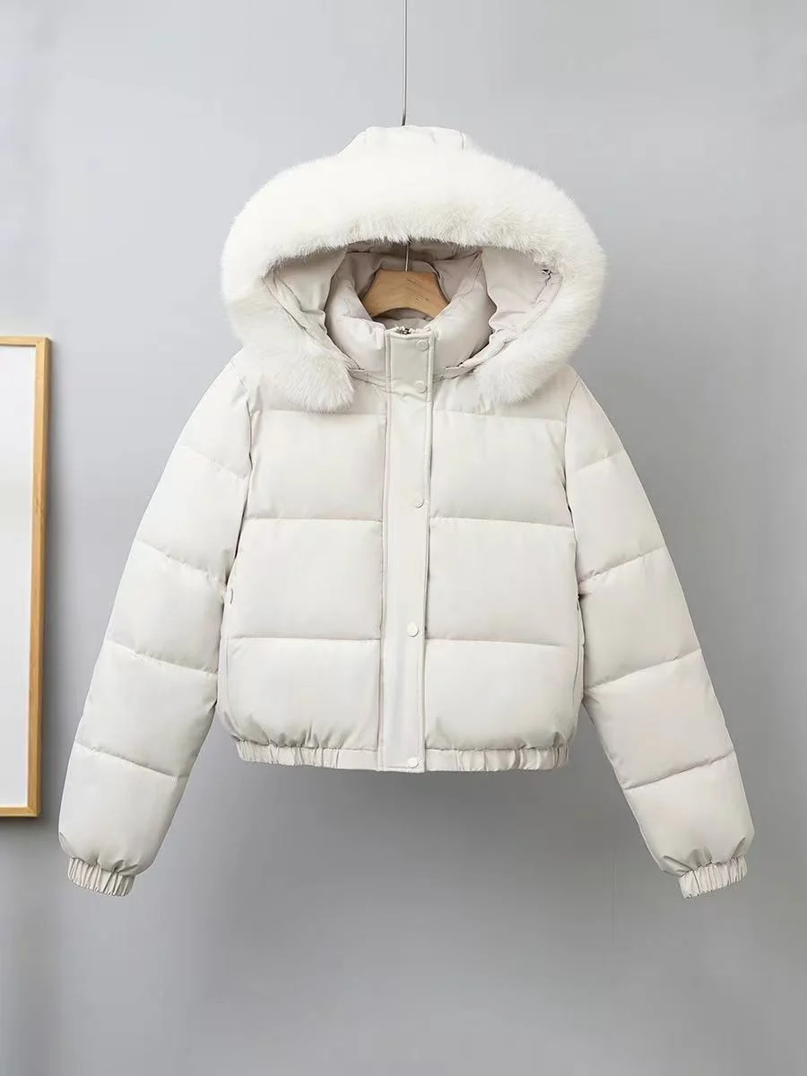 T588-737  Winter women's coat with fur collar for warmth - Image 4