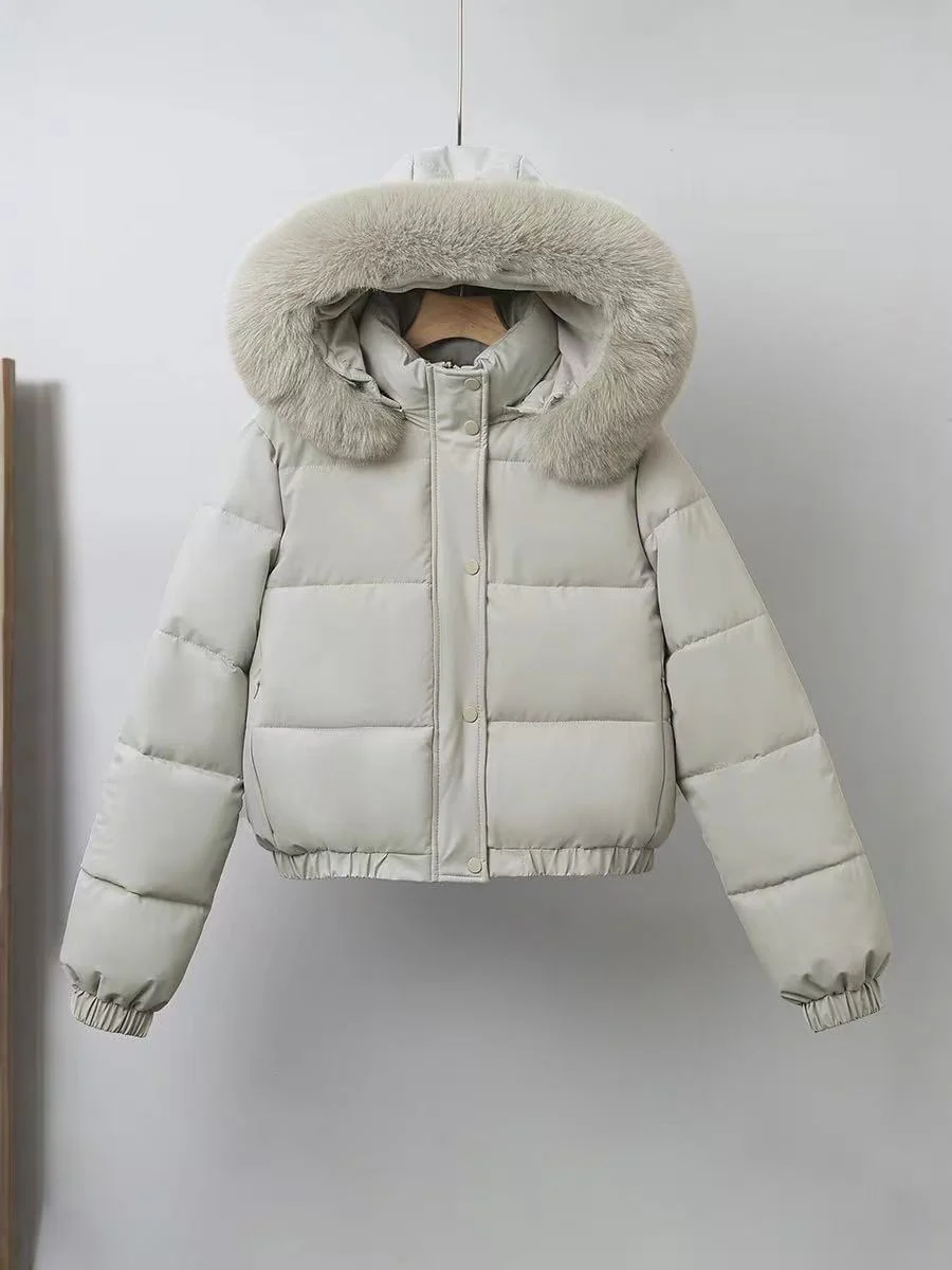 T588-737  Winter women's coat with fur collar for warmth - Image 5
