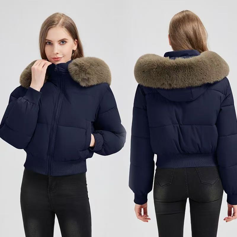 T588-739   Winter women's coat with large fur collar for warmth - Image 10