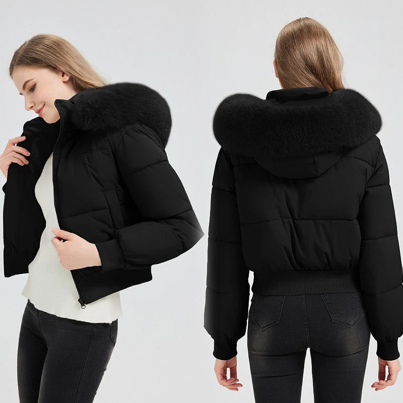 T588-739   Winter women's coat with large fur collar for warmth - Image 11