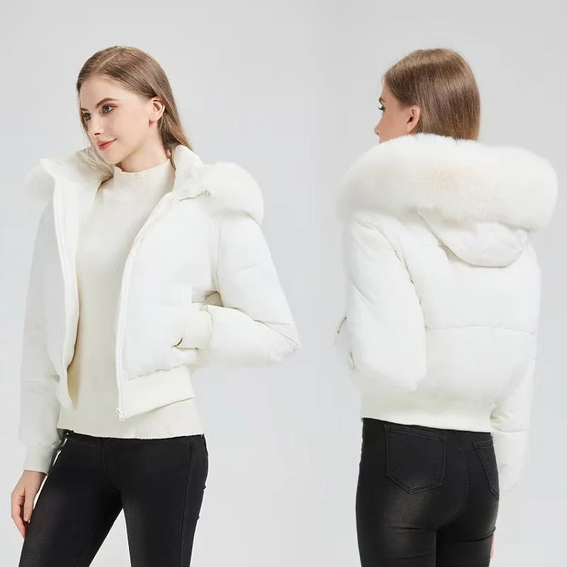 T588-739   Winter women's coat with large fur collar for warmth - Image 3