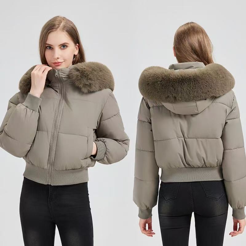 T588-739   Winter women's coat with large fur collar for warmth - Image 5