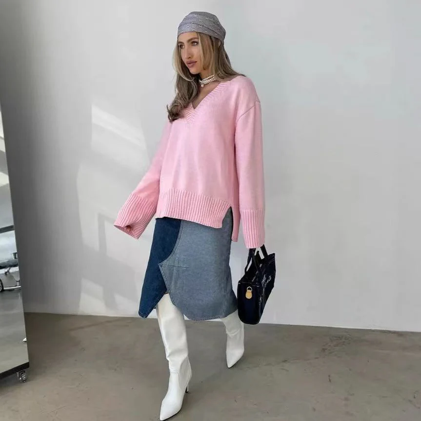 T588-740   Fashion women's tops, colored sweaters, knitted for autumn and winter - Image 3