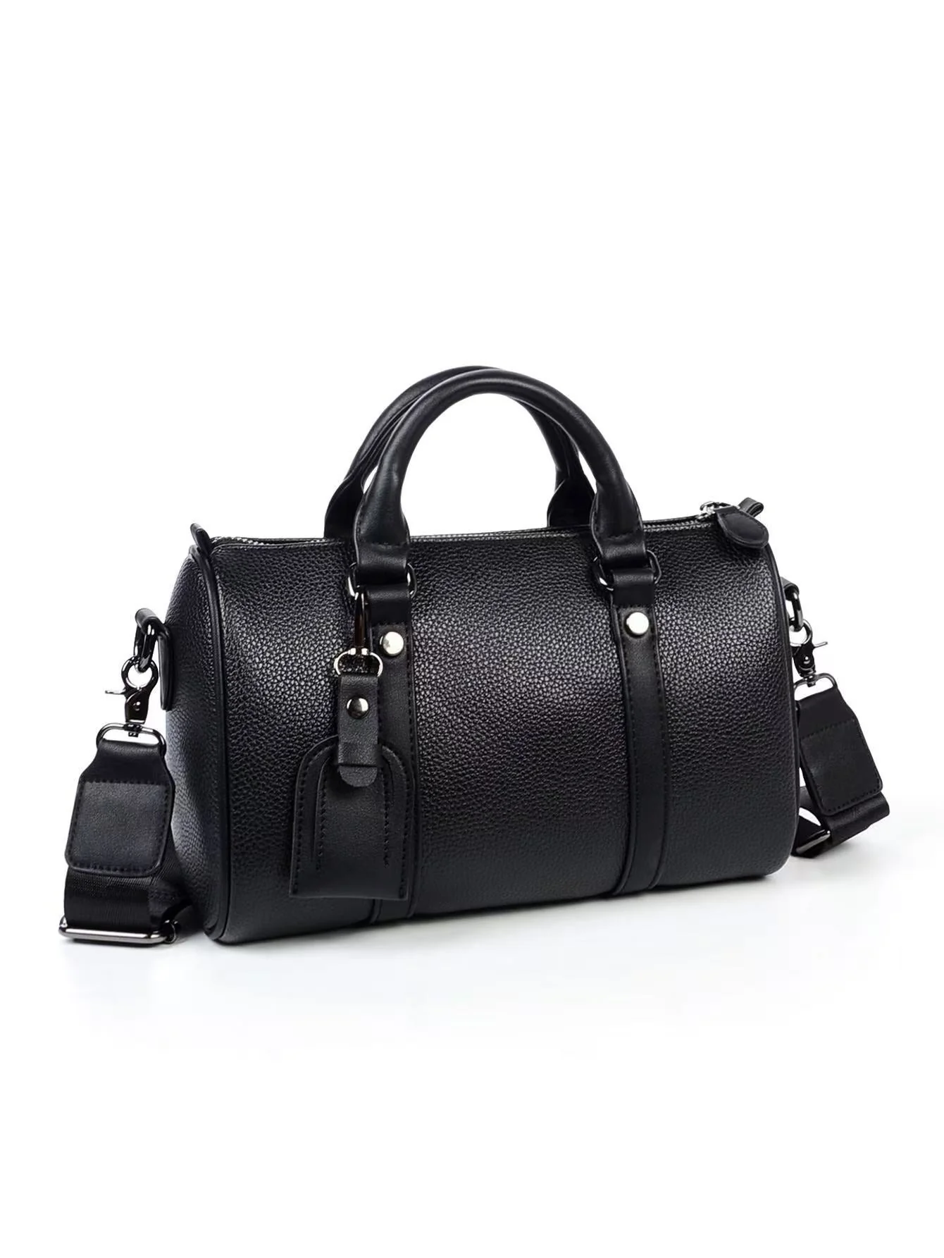 T588-741   Handbag, stylish and beautiful, all black leather - Image 4
