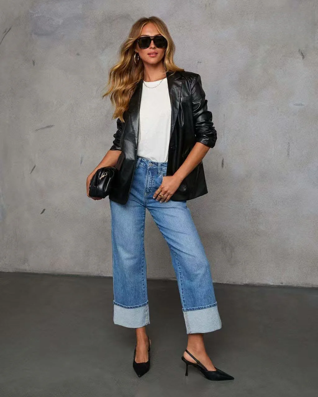 T588-745 High waisted wide leg loose jeans -GYYF