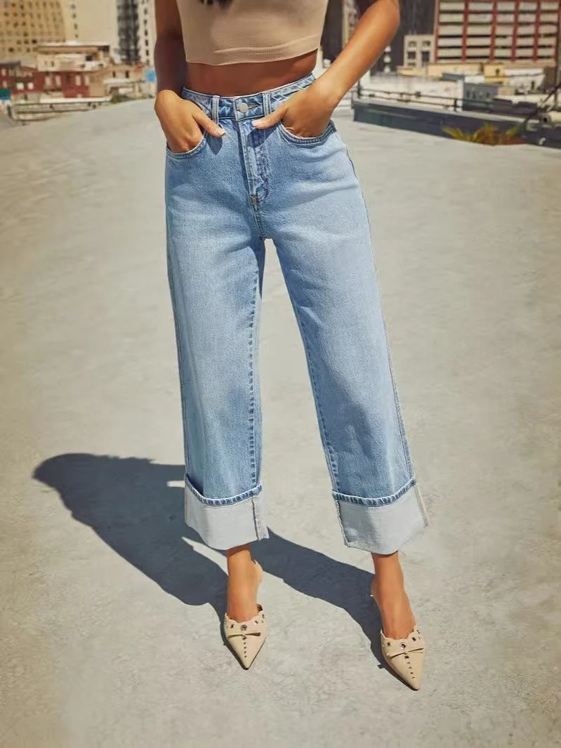 T588-745 High waisted wide leg loose jeans -GYYF - Image 2