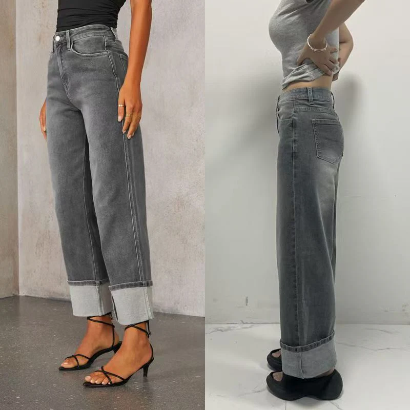 T588-745 High waisted wide leg loose jeans -GYYF - Image 6