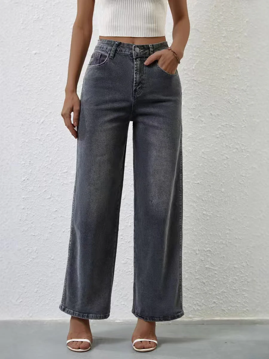 T588-746  High waisted loose casual women's jeans -GYYF - Image 3